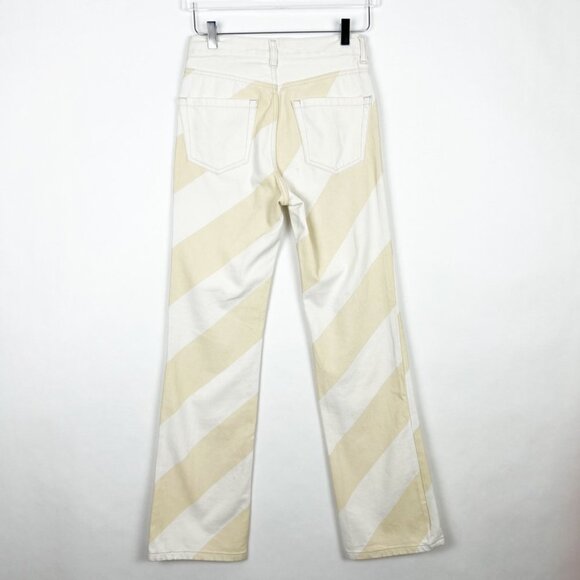 H&M Studio Collection Straight Slim Jeans. Light Beige Striped. Size 2 - Picture 13 of 15